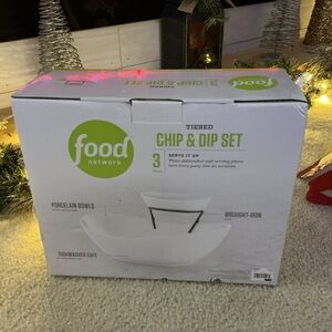 Food Network Porcelain Chip & Dip Set - White and Black